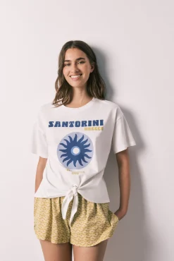 Pijama curto em algodão Santorini