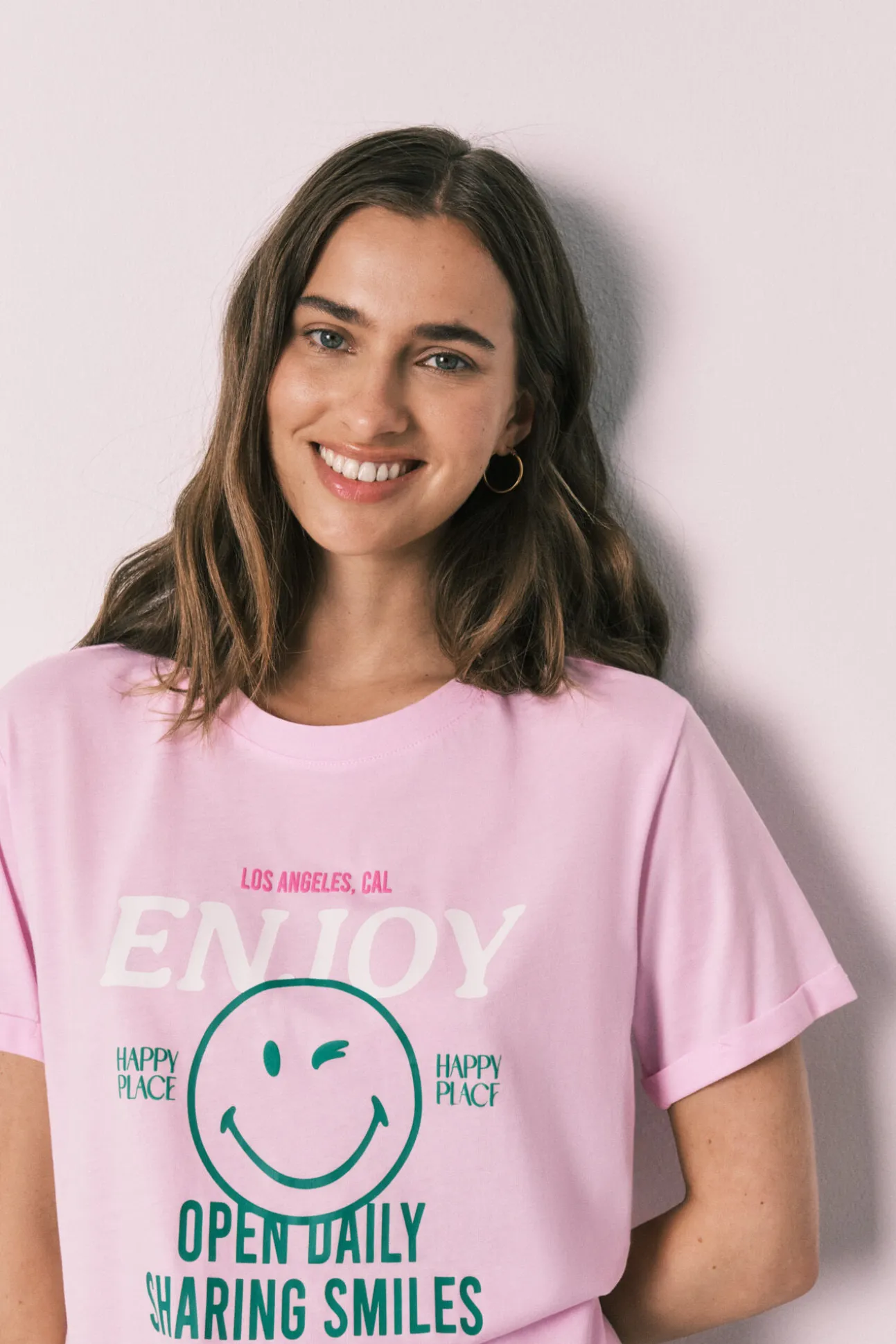 Pijama curto em algodão SmileyWorld® rosa