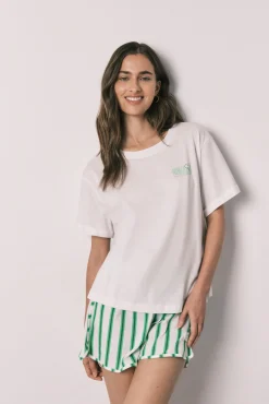 Pijama curto em algodão SmileyWorld® branco