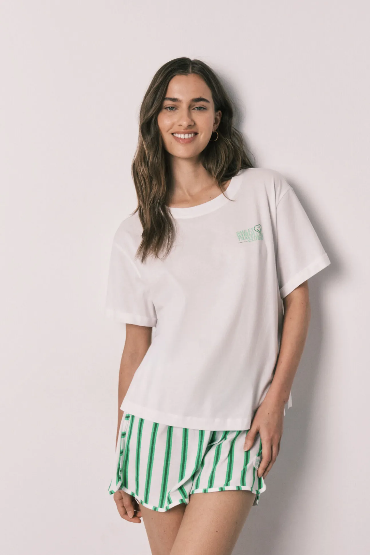 Pijama curto em algodão SmileyWorld® branco