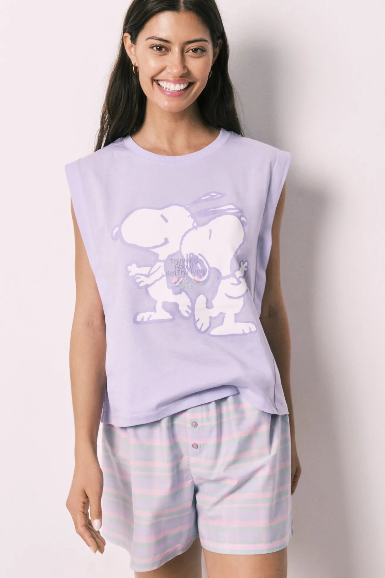 Pijama curto em algodão Snoopy