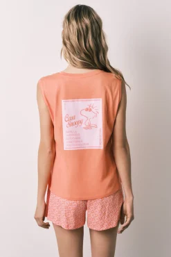 Pijama curto em algodão Woodstock laranja