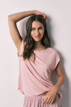 Pijama curto em viscose com estampado animal rosa