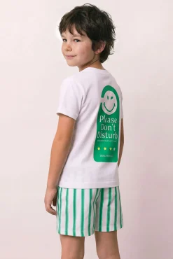 Pijama curto infantil em algodão SmileyWorld® branco