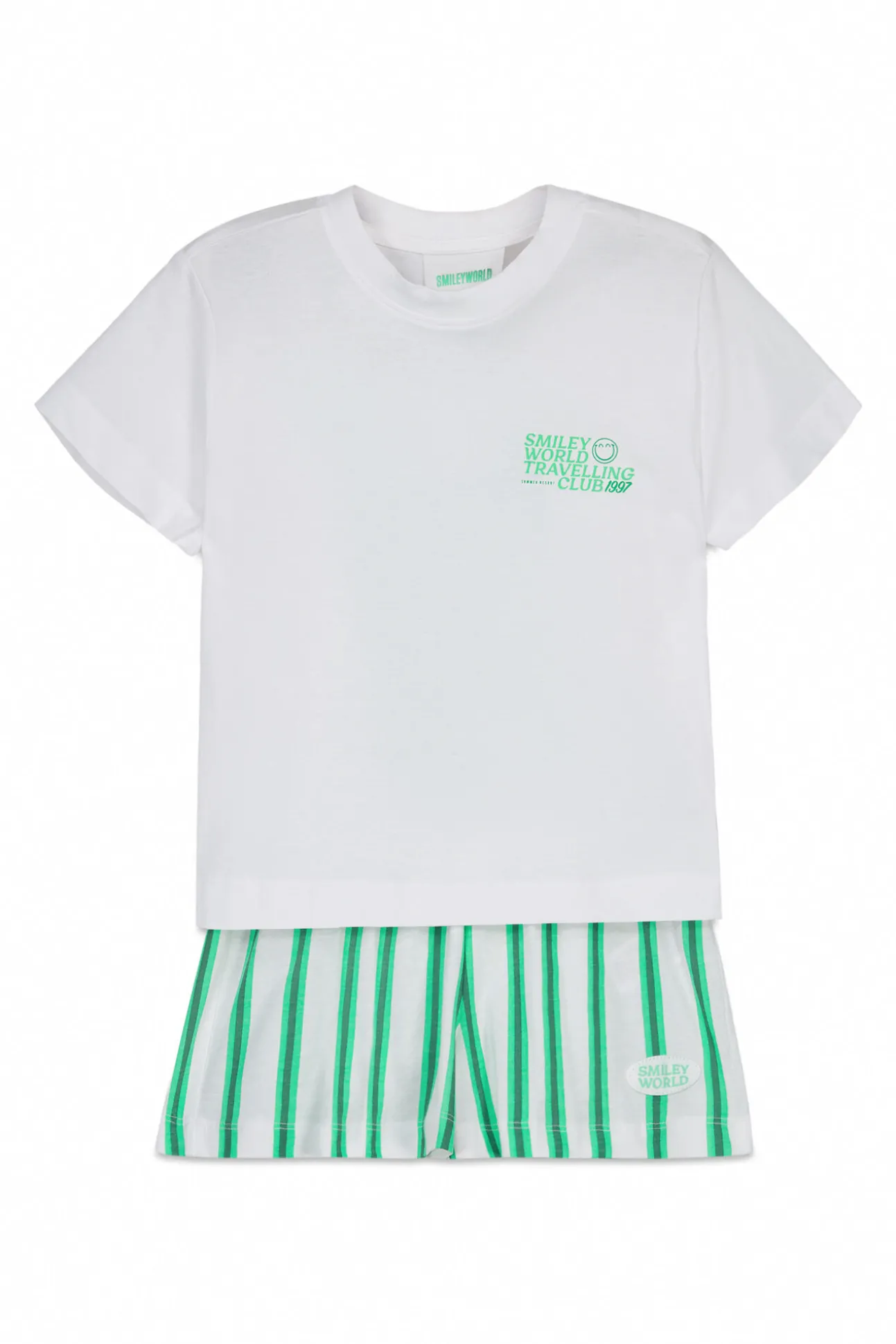 Pijama curto infantil em algodão SmileyWorld® branco