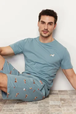 Pijama de homem em algodão estampado animal