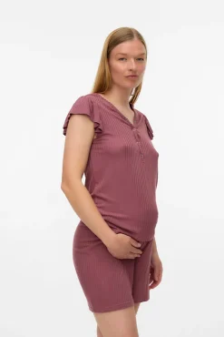 Pijama manga curta maternidade e amamentação