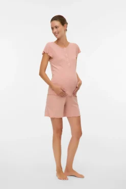 Pijama manga curta maternity e amamentação