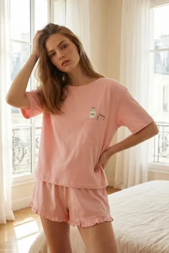Pijama regular em algodão