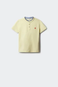 Polo gola mao em chambray para menino