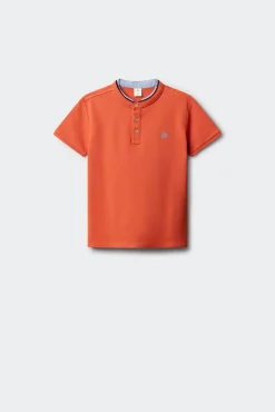 Polo gola mao em chambray para menino