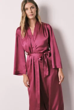 Robe comprida acetinada com folhos