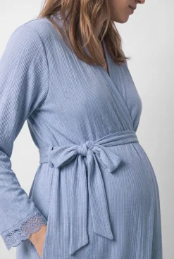 Robe midi com cinto azul