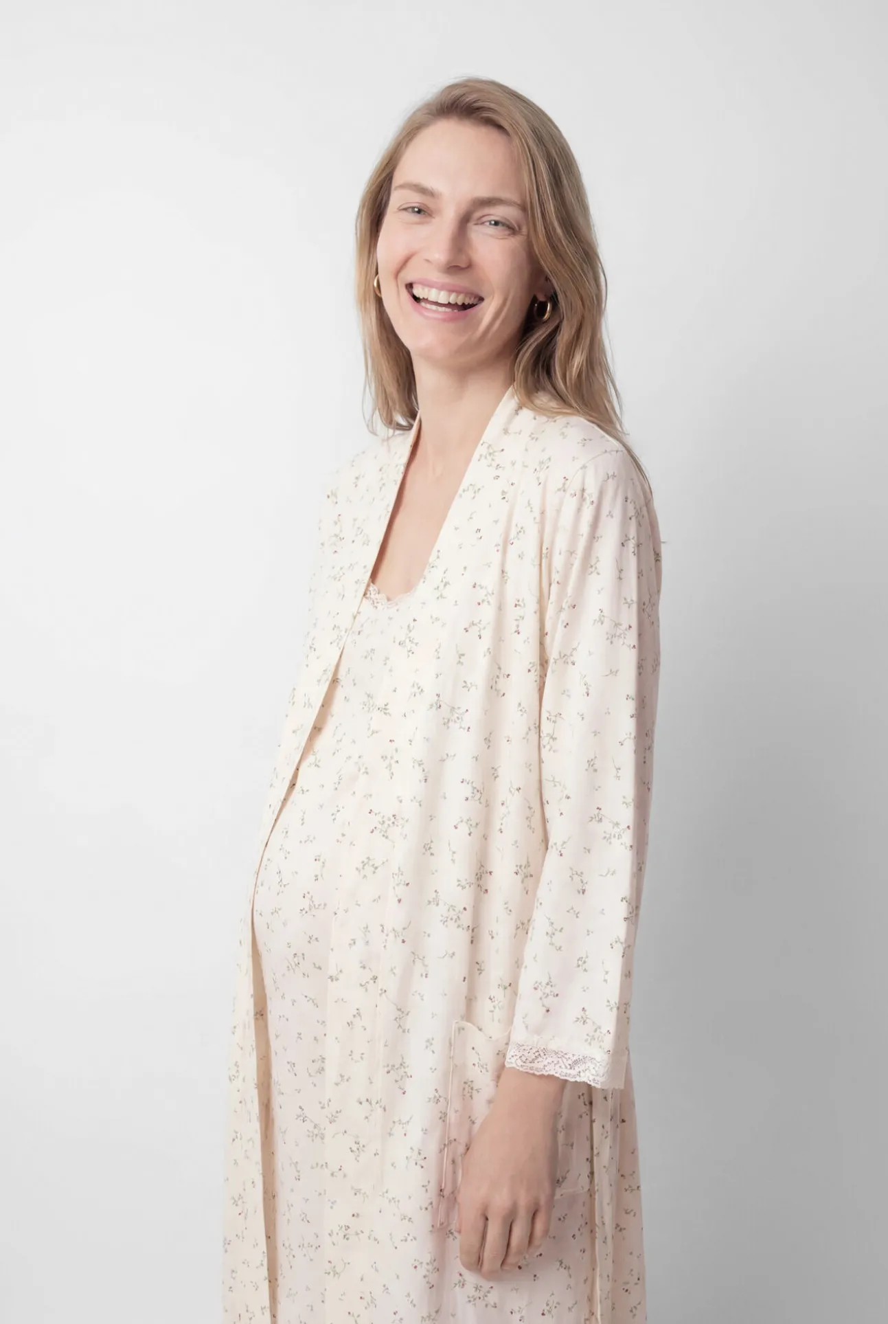 Robe midi em algodão com estampado floral