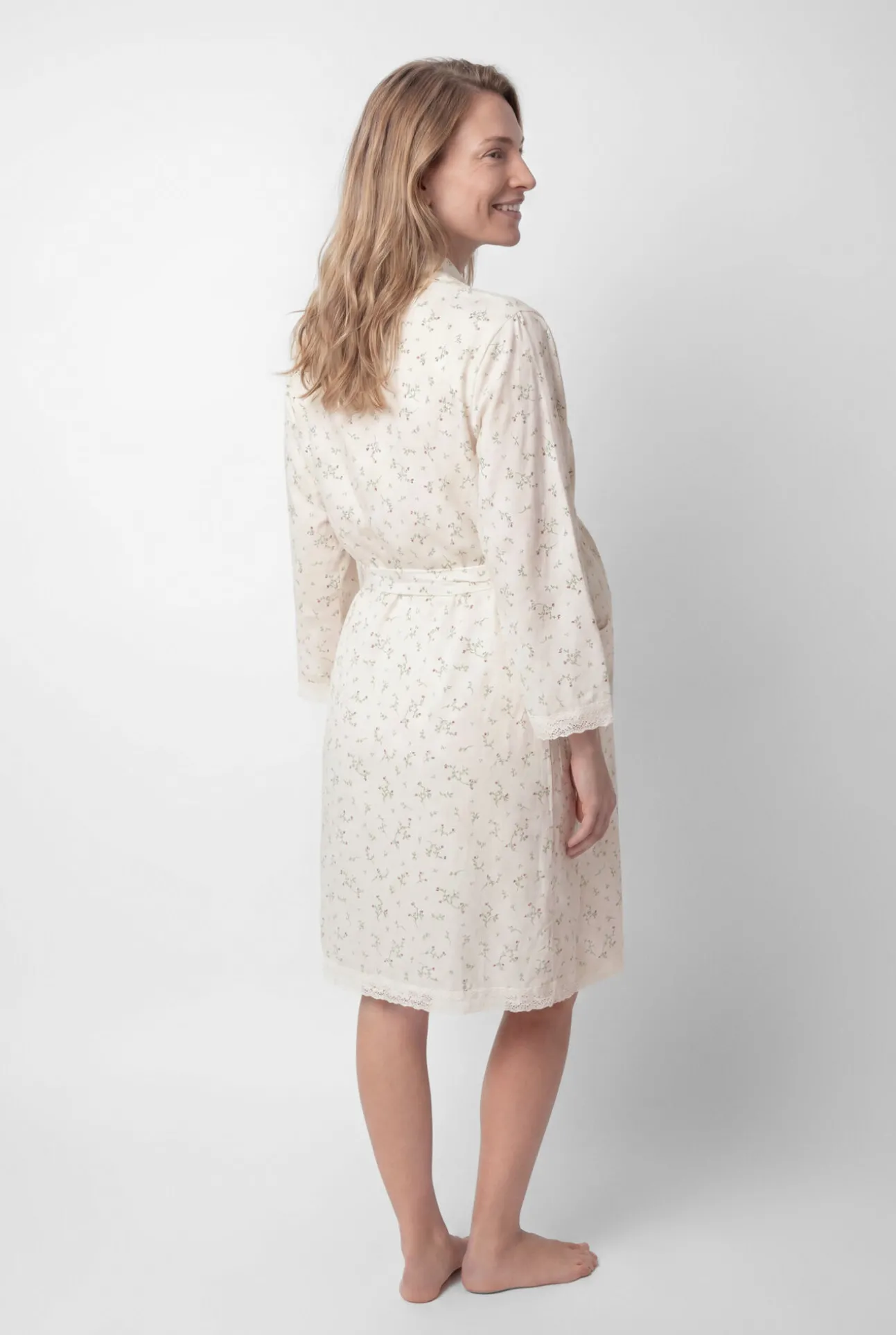 Robe midi em algodão com estampado floral