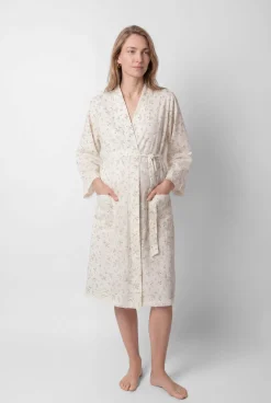 Robe midi em algodão com estampado floral