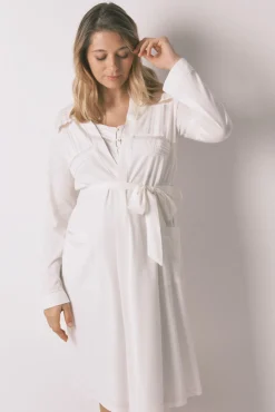 Robe midi maternity em algodão branco