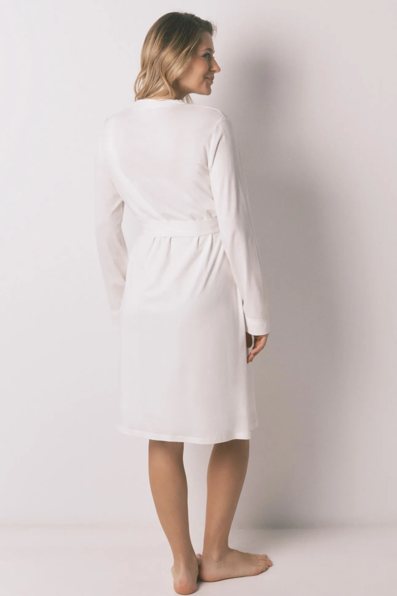 Robe midi maternity em algodão branco