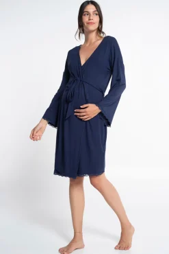 Robe pré-mamã com renda no tom