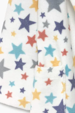 Roupão de banho crianças friso 100% algodão estrelas