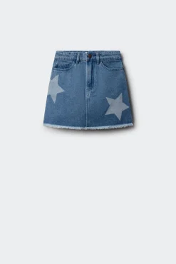 Saia jeans estrelas menina