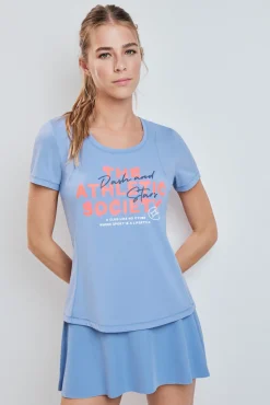 Saia com forro de malha azul