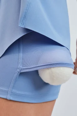 Saia com forro de malha azul