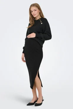 Saia midi canelada maternity