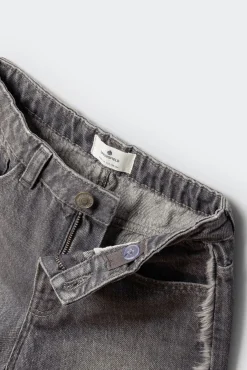Short denim com franjas para menina
