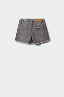 Short denim com franjas para menina