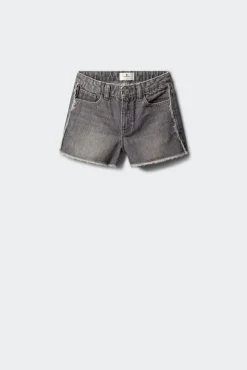 Short denim com franjas para menina