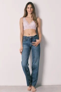 Soutien bralette halter em renda lilás