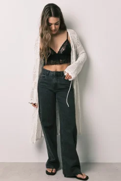 Soutien bralette triangular de renda preto