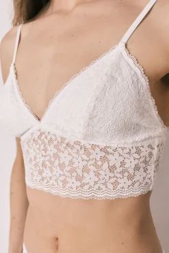 Soutien bralette triangular em renda branco