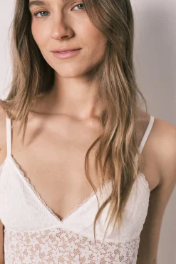 Soutien bralette triangular em renda branco