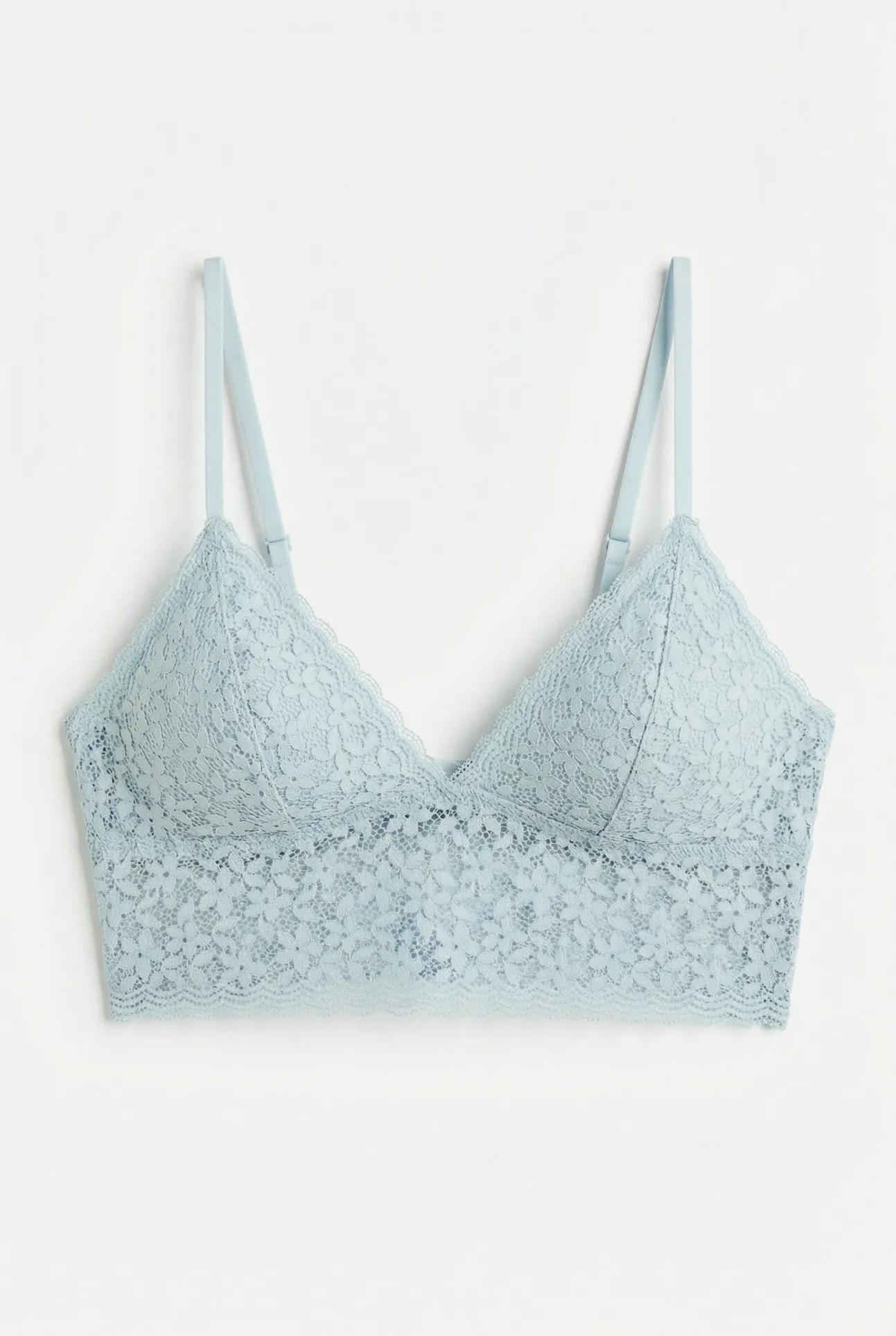 Soutien bralette triangular em renda azul