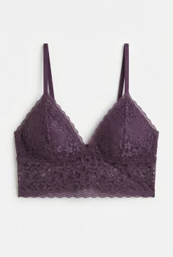 Soutien bralette triangular em renda grená