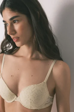 Soutien clássico BEAUTIFUL com enchimento em renda bege