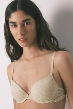 Soutien clássico BEAUTIFUL com enchimento em renda bege