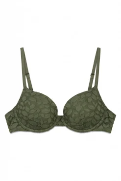 Soutien clássico BEAUTIFUL com enchimento em renda caqui