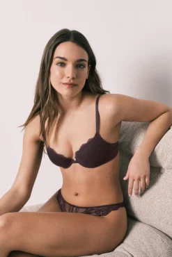 Soutien clássico com enchimento em renda roxo BEAUTIFUL