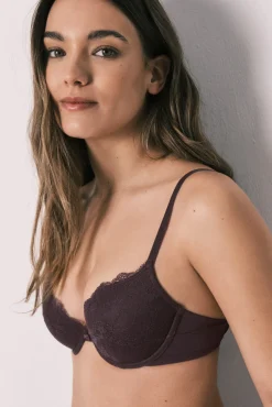 Soutien clássico com enchimento em renda roxo BEAUTIFUL