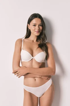 Soutien clássico às riscas em microfibra branco BEAUTIFUL
