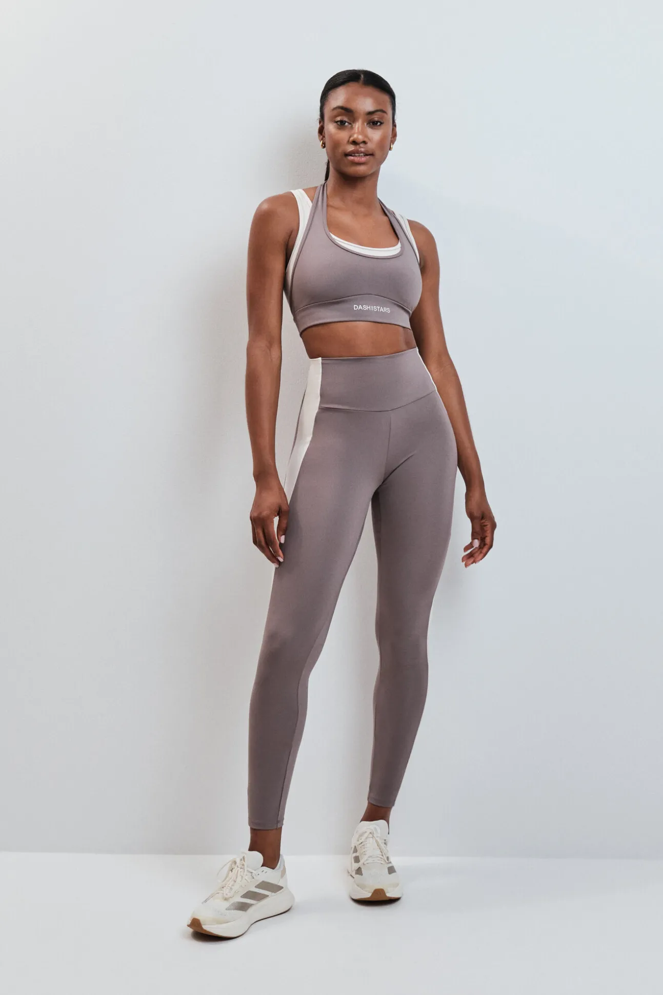 Soutien desportivo 4D Stretch sobreposição contraste marrom
