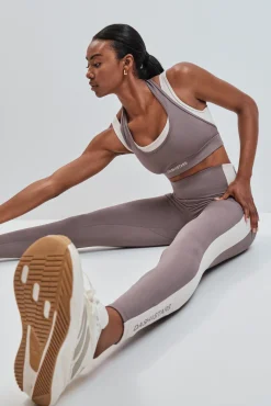Soutien desportivo 4D Stretch sobreposição contraste marrom