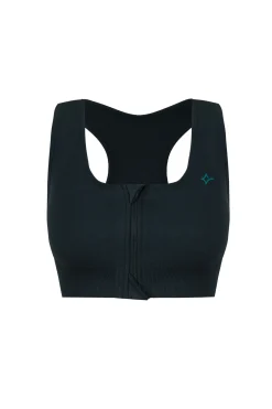 Soutien desportivo fecho-éclair central verde SEAMLESS FIT