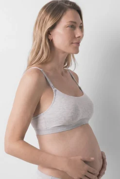 Soutien maternity em algodão canelado cinza
