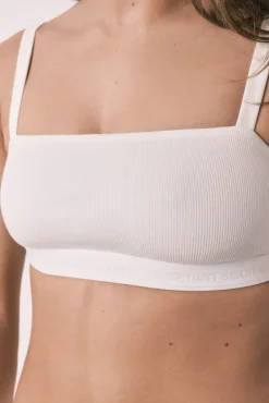 Soutien top canelado em algodão branco