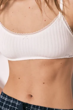 Soutien top estampado corações em algodão branco