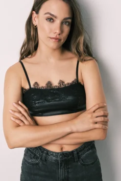 Soutien top horizontal em renda preto